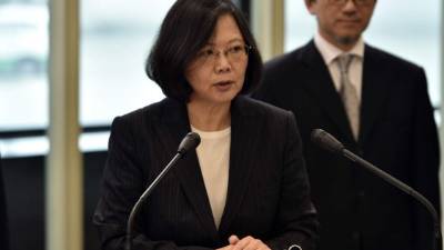 La presidenta de Taiwán realizó una escala en EUA antes de viajar a Honduras. AFP.