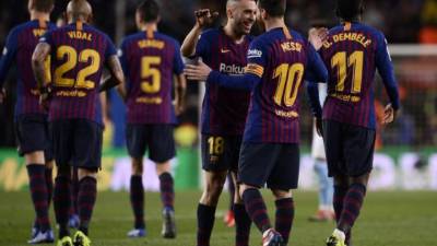 El FC Barcelona es el líder de la Liga de España. FOTO AFP.