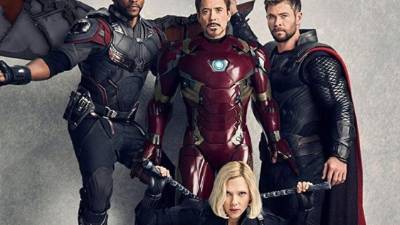 Anthony Mackie, Robert Downey Jr., Scarlett Johansson y Chris Hemsworth.