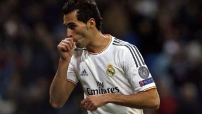 Álvaro Arbeloa, celebra su gol contra el Galatasaray.