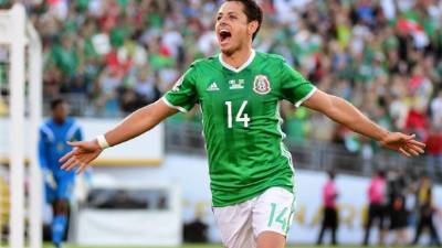 Javier 'Chicharito' Hernández celebrando su gol contra Jamaica. Foto Agencia