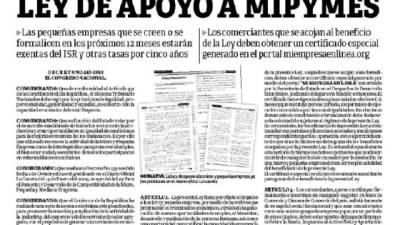 Decreto de ley publicado en Diario Oficial La Gaceta.