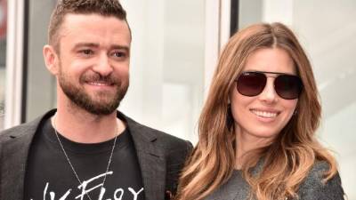 El cantante Justin Timberlake y su esposa, la actriz Jessica Biel.Foto AFP/ Alberto E. Rodriguez.