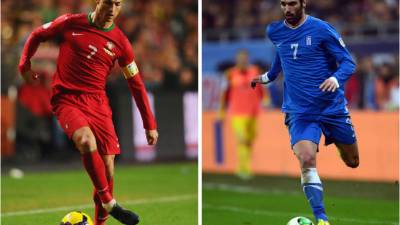Cristiano Ronaldo y Giorgio Samaras, figuras de Portugal y Grecia.