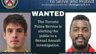 Lucas Piazón y Andrey Da Silva Ventura tienen orden de arresto. Fotografía difundida por la Unidad de Crímenes Sexuales de la Policía de Toronto.