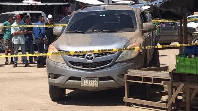 Escena donde fue asesinado un hombre este sábado en Catacamas, Olancho (Honduras).