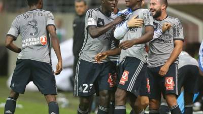 Los jugadores del Marsella celebran un gol ante el Reims.
