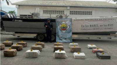 Policía colombiana decomisa tonelada y media de cocaína destinada a Honduras