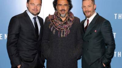 Leonardo DiCaprio, Alejandro González Iñaritú (director) y Tom Hardy de 'El Renacido'.