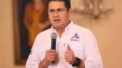 Juan Orlando Hernández, presidente de Honduras, hoy durante su comparecencia.