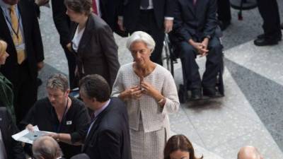 Christine Lagarde, directora gerente del FMI, cuando llegaba a la reunión de los G20 en la capital estadounidense