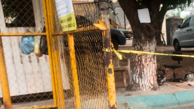 Escena del crimen donde fue asesinado un guardia de seguridad por su propio compañero de trabajo.