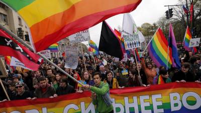 Imagen de archivo de activistas LGTBI en San Petersburgo (Rusia).