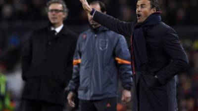 Luis Enrique durante el partido contra el PSG.
