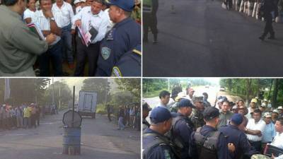 Policias y grupos de campesinos se encuentran en negociaciones.