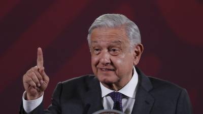 El presidente de México, Andrés Manuel López Obrador, durante su conferencia de prensa matutina en el Palacio Nacional, en Ciudad de México (México).