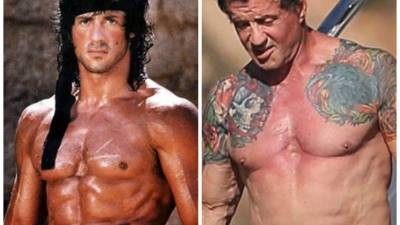 Silvester Stallone es famoso por sus papeles en las secuencias de Rambo y Rocky y aunque aún conserva su musculatura, el paso de los años se evidencia en su rostro y el abdomen.