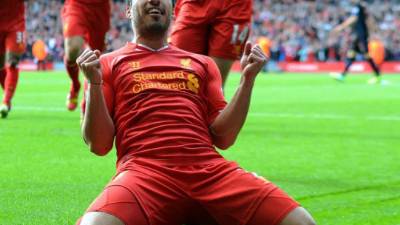 Luis Suárez festejando su gol contra el Crystal Palace.
