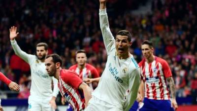 Cristiano Ronaldo se fue en blanco en el derbi contra el Atlético de Madrid. Foto AFP