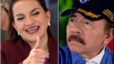 Los presidentes centroamericanos Xiomara Castro de Honduras y Daniel Ortega de Nicaragua.