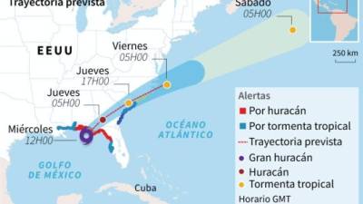 El huracán Michael azotará el norte de Florida, parte de Alabama, Georgia y las Carolinas en su camino hacia el Atlántico./AFP.