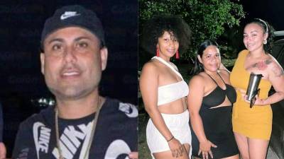 Fotografía de Gilbrt Reyes y las tres mujeres asesinadas en Roatán.