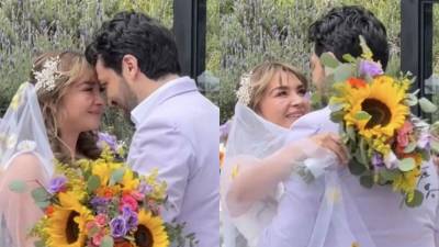 Daniela Luján y Mario Monroy en su boda.