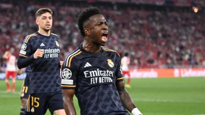 Vinicius le dio el empate al Real Madrid con sus dos anotaciones en el Allianz Arena.