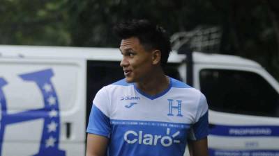 Denil Maldonado durante el entrenamiento de este sábado de la selección hondureña.