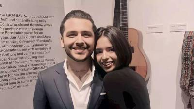 Los cantantes Christian Nodal y Ángela Aguilar.