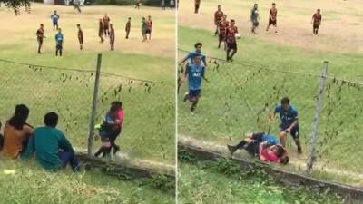 Un árbitro asistente y un jugador se agarraron a puñetazos en un partido de fútbol en Santa Bárbara.