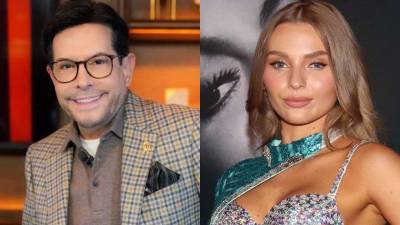 El periodista Pepillo Origel y la actriz Irina Baeva.