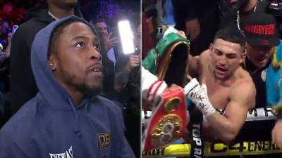 Teófimo López y Keyshawn Davis se encararon después del triunfo del hondureño contra Jamaine Ortiz.