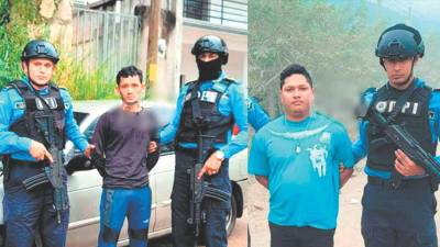 Fotografía de la captura de Milton Salvador Vargas Urbina y Edwin Ricardo Fúnez