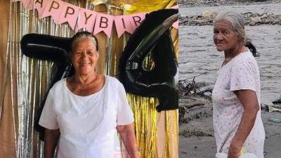 María del Carmen Ramos Montufar a la derecha el 5 de noviembre, día en que desapareció fue vista así con un vestido floreado. A la izquierda una foto reciente en su cumpleaños 74.