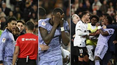 Te presentamos las mejores imágenes del pólemico partido que empataron Valencia y Real Madrid con el árbitro Gil Manzano como protagonista tras pitar el final del partido cuando Jude Bellingham marcaba gol, el cual no valió. Se armó una tremenda bronca.