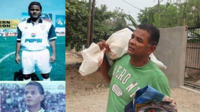 Alexis Duarte en su época de jugador, fotos a la izquierda, y ahora en proceso de rehabilitación en San Juan Pueblo, Atlántida.