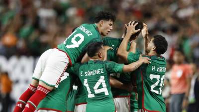 Los jugadores de México celebrando uno de los goles contra Jamaica en la Copa Oro 2023.