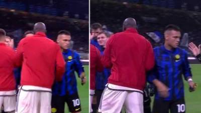 Lautaro Martínez y Romelu Lukaku protagonizaron un frío saludo antes del inicio del partido Inter-Roma.
