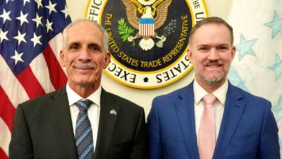 Nasry “Tito” Asfura, presidente electo de Honduras, y el Embajador Jamieson Lee Greer, representante de Comercio de los Estados Unidos.