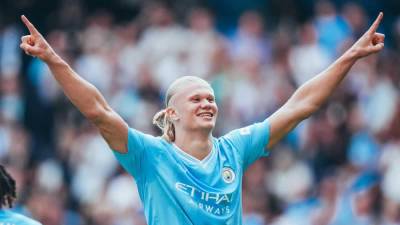 Erling Haaland marcó su primer hat-trick de la temporada con el Manchester City.