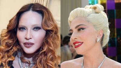 Las cantantes de pop Madonna y Lady Gaga.