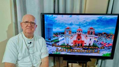 <b><span class=mln_uppercase_mln>misión.</span></b> El ahora arzobispo de San Pedro Sula ofreció una conferencia de prensa ayer y se despidió de la diócesis ceibeña.