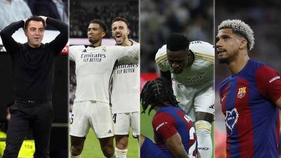 Las imágenes del vibrante Clásico que le ganó el Real Madrid (3-2) al FC Barcelona en el Santiago Bernabéu, dejando prácticamente sentenciado el título de la Liga Española 2023-2024.