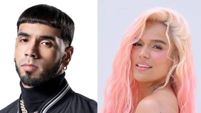 Los cantantes Anuel AA y Karol G.