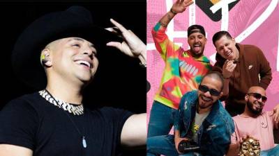 El cantante Eduin Caz y los miembros de “Los Hijos de Morazán”.