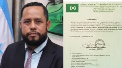 Diputado Carlos Raudales y el comunicado de ecpulsión del Partido Demócrata Cristiano.