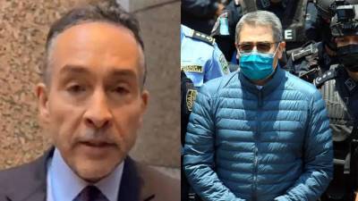 Composición de fotografías muestra a Raymond Colon (izquierda), abogado del expresidente Juan Orlando Hernández (derecha).