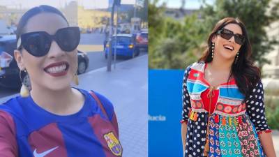 La presentadora hondureña, Carolina Lanza, cautivó en el partido del Barcelona este viernes ante el Sevilla.