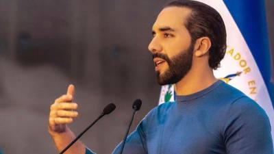 Presidente de El Salvador Nayib Bukele en conferencia de prensa.